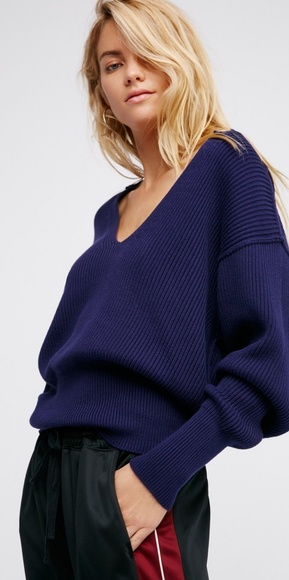 Free People Sweaters - Free People Navy Allure V-Neck Sweater